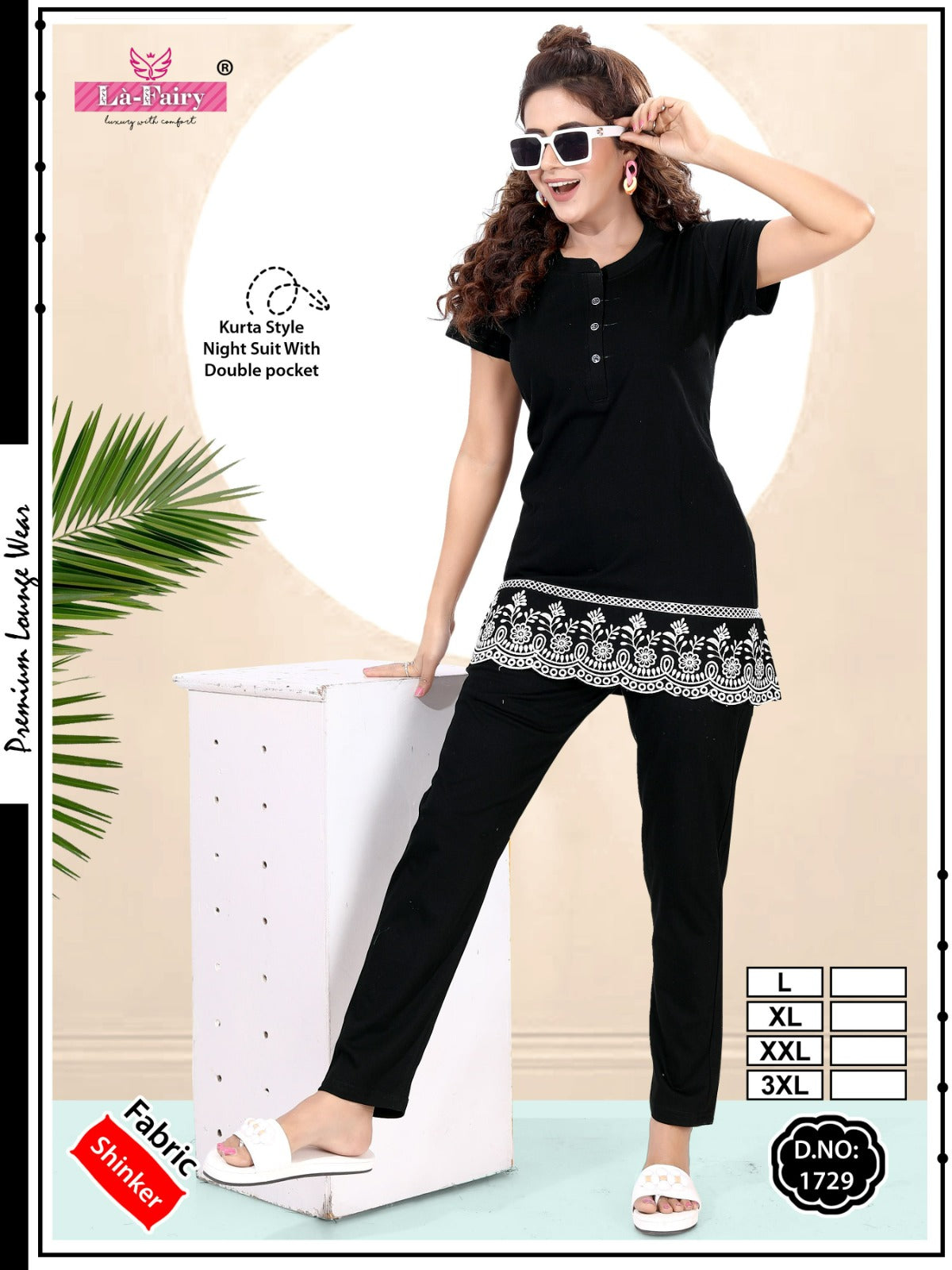Design No 1729 La Fairy Hosiery Sinker Kurta Night Suits Exporter India