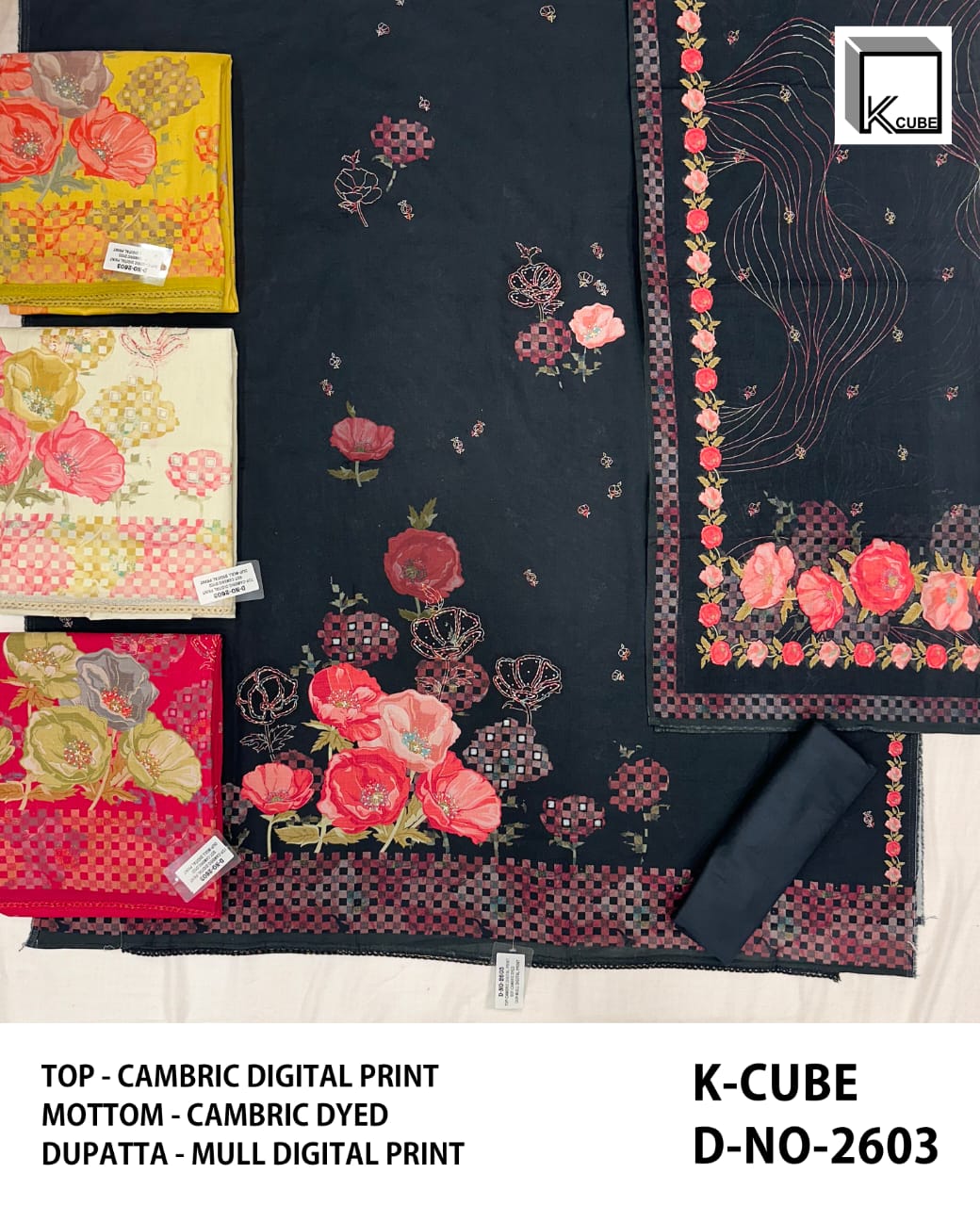Design No 2603 K Cube Cambric Cotton Salwar Suits Wholesale Price