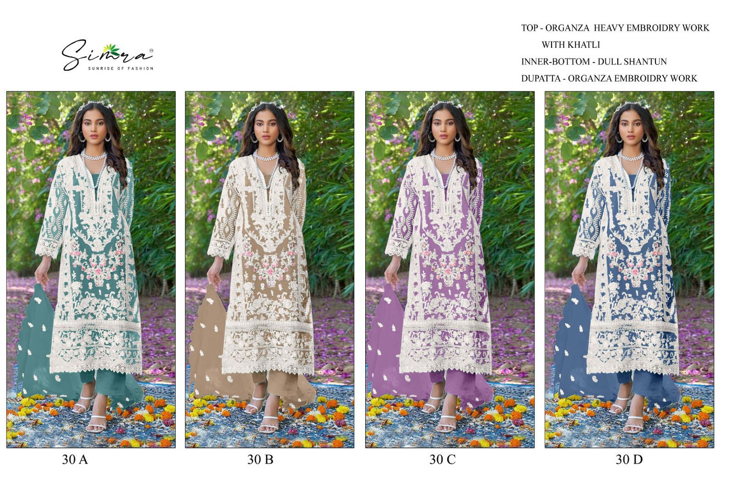 Design No 28-37 Simra Organza Pakistani Salwar Suits Manufacturer India