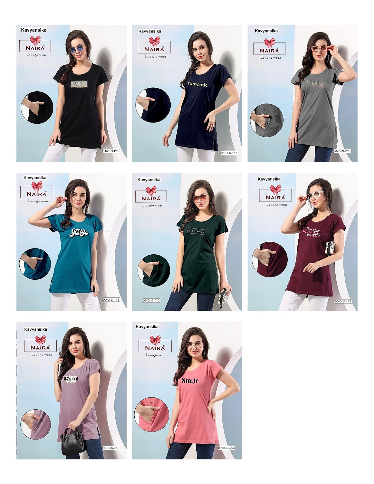 Design No N 47 Kavyansika Hosiery Women Long Tshirt Supplier
