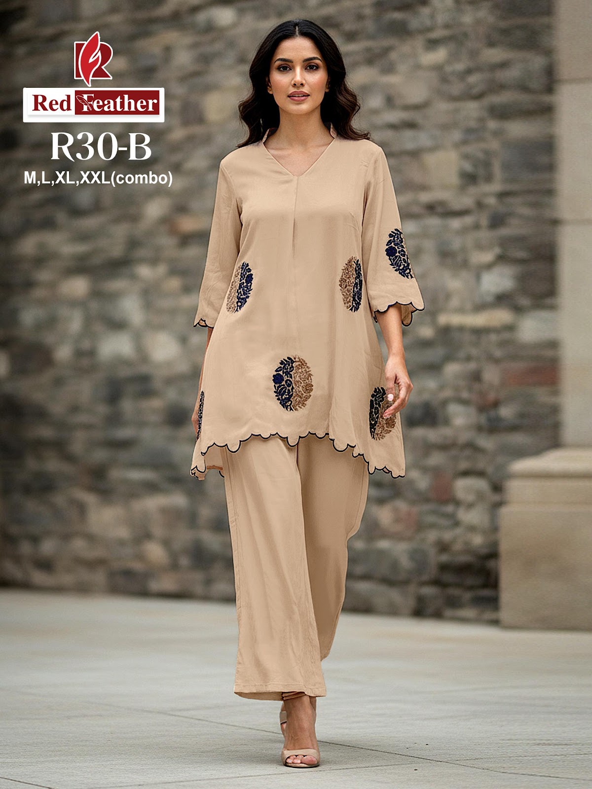 Design R 30 Red Feather Co Ord Set Manufacturer Ahmedabad