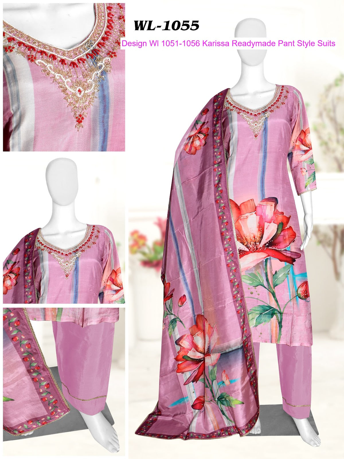 Design Wl 1051-1056 Karissa Muslin Readymade Pant Style Suits Supplier