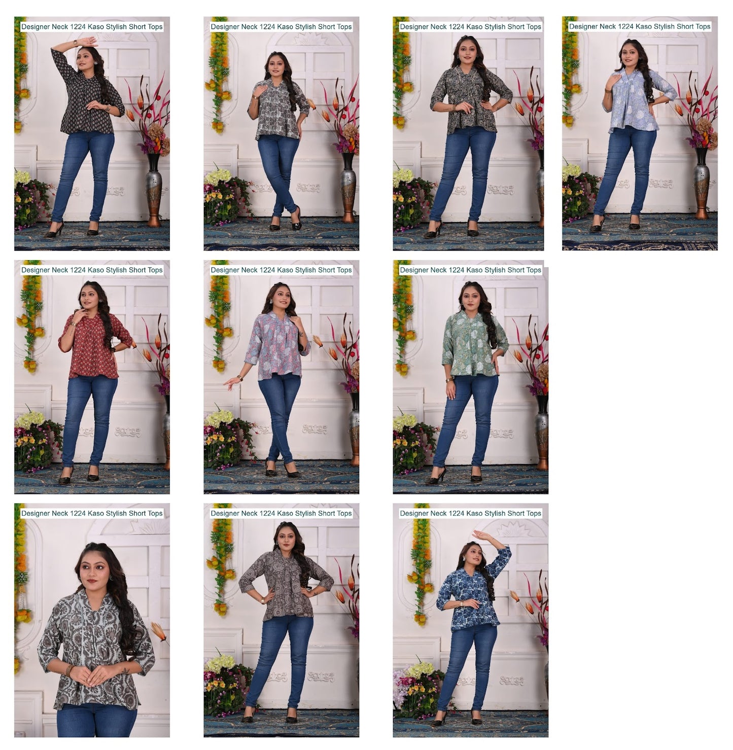 Designer Neck 1224 Kaso Cotton Stylish Short Tops Manufacturer Ahmedabad
