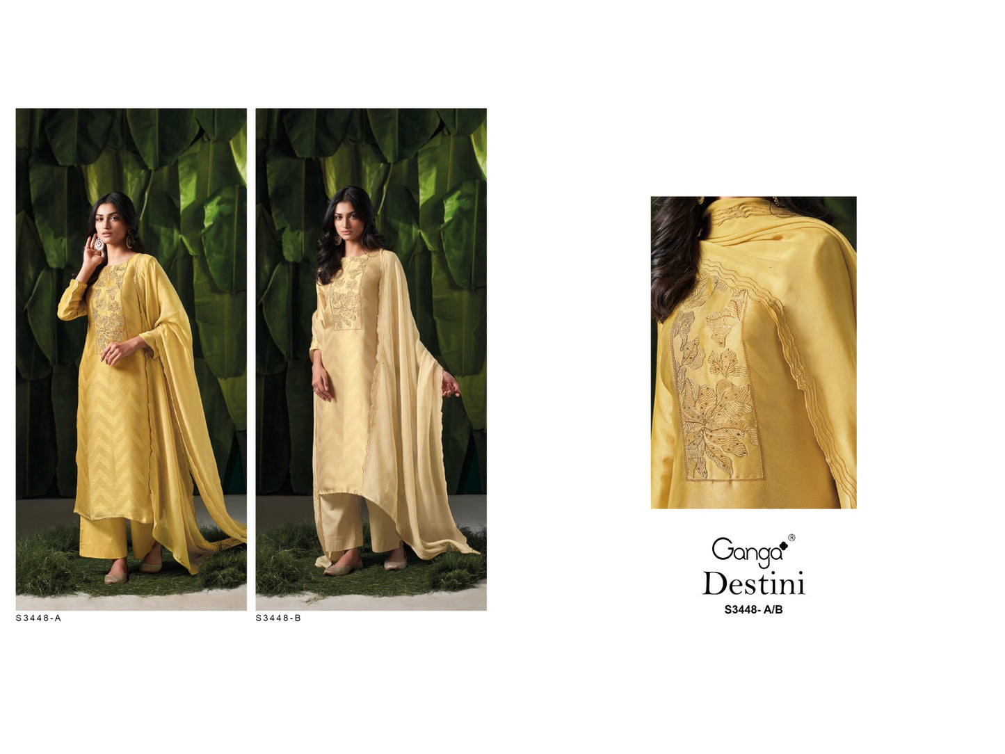 Destini 3448 Ganga Silk Jacquard Plazzo Style Suits Exporter
