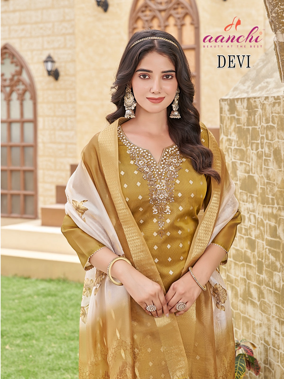 Devi Aanchi Shimmer Readymade Pant Style Suits Exporter India