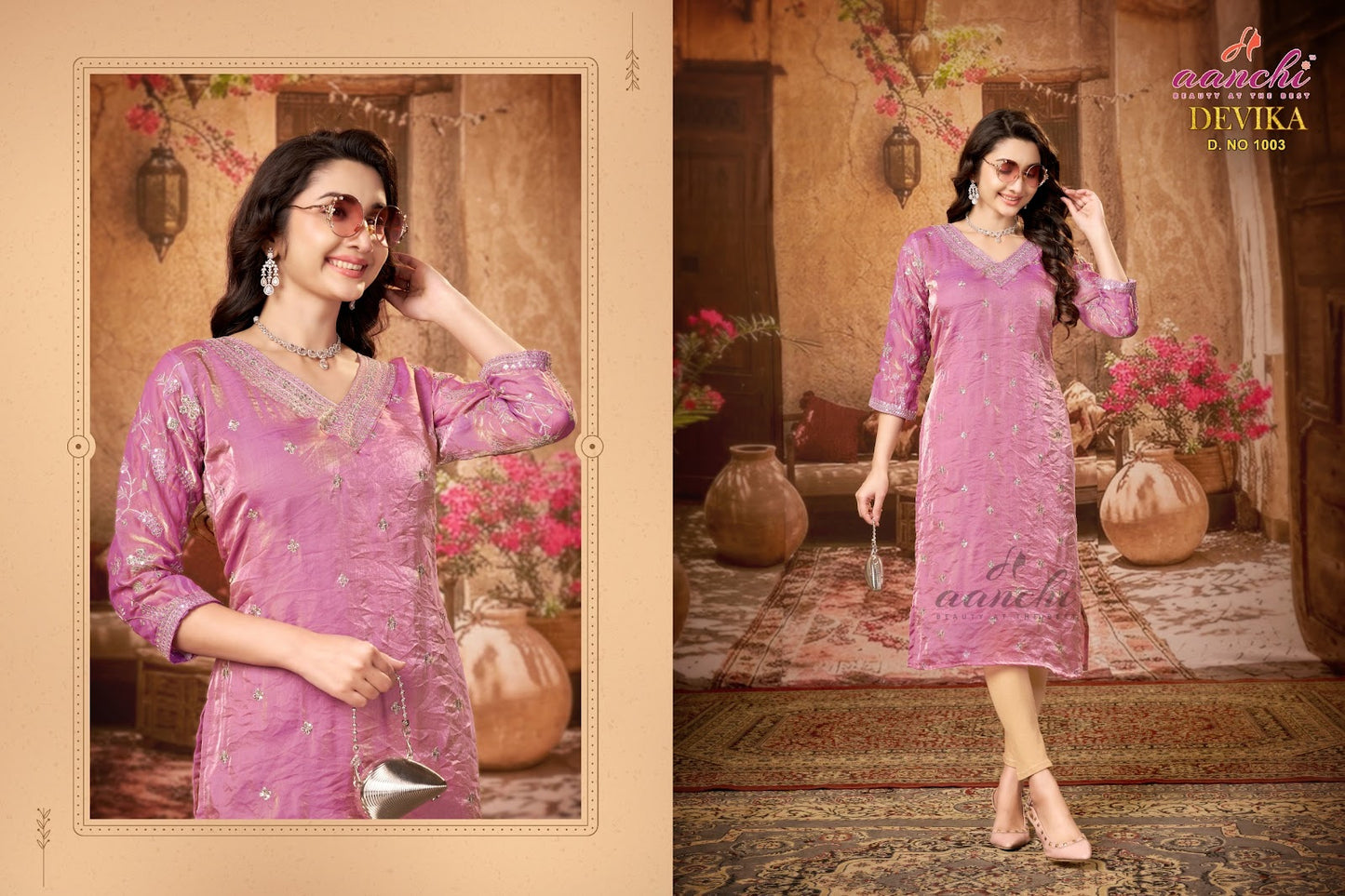 Devika Aanchi Fandy Straight Cut Kurtis Wholesaler Ahmedabad