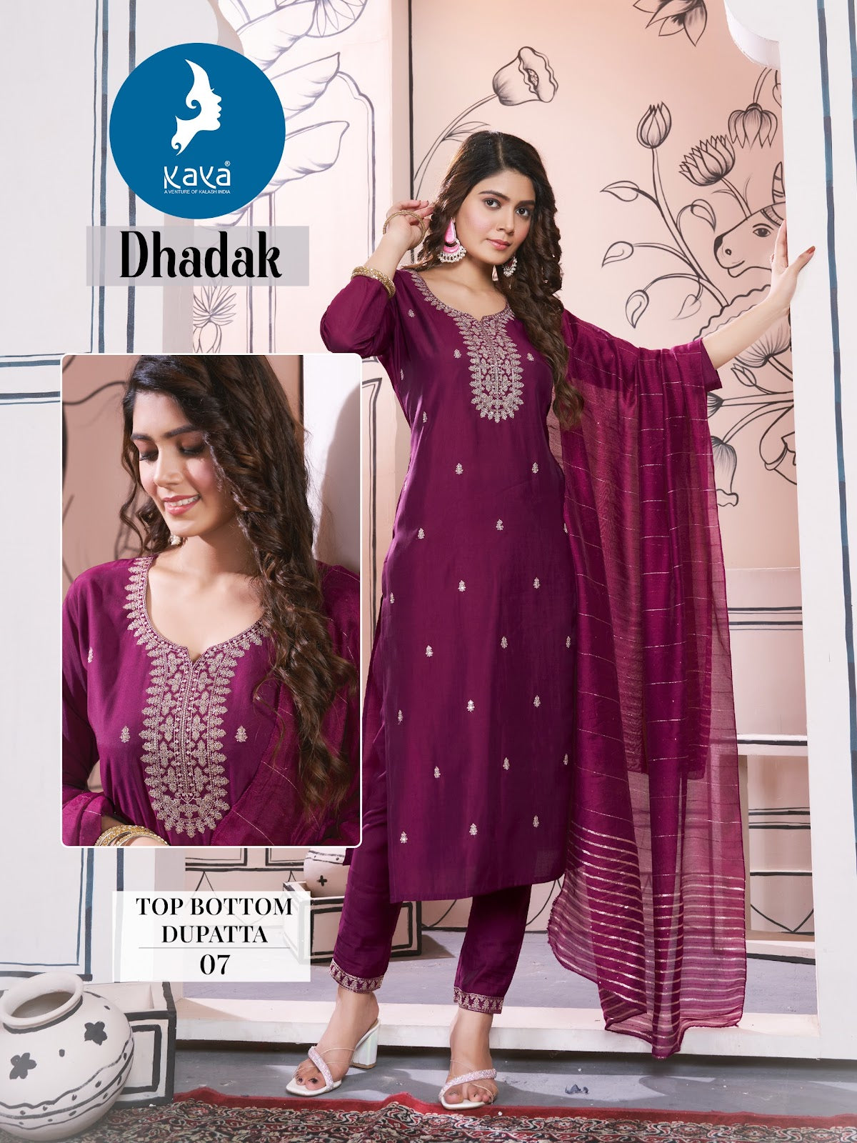 Dhadak Kaya Roman Silk Readymade Pant Style Suits Wholesaler India