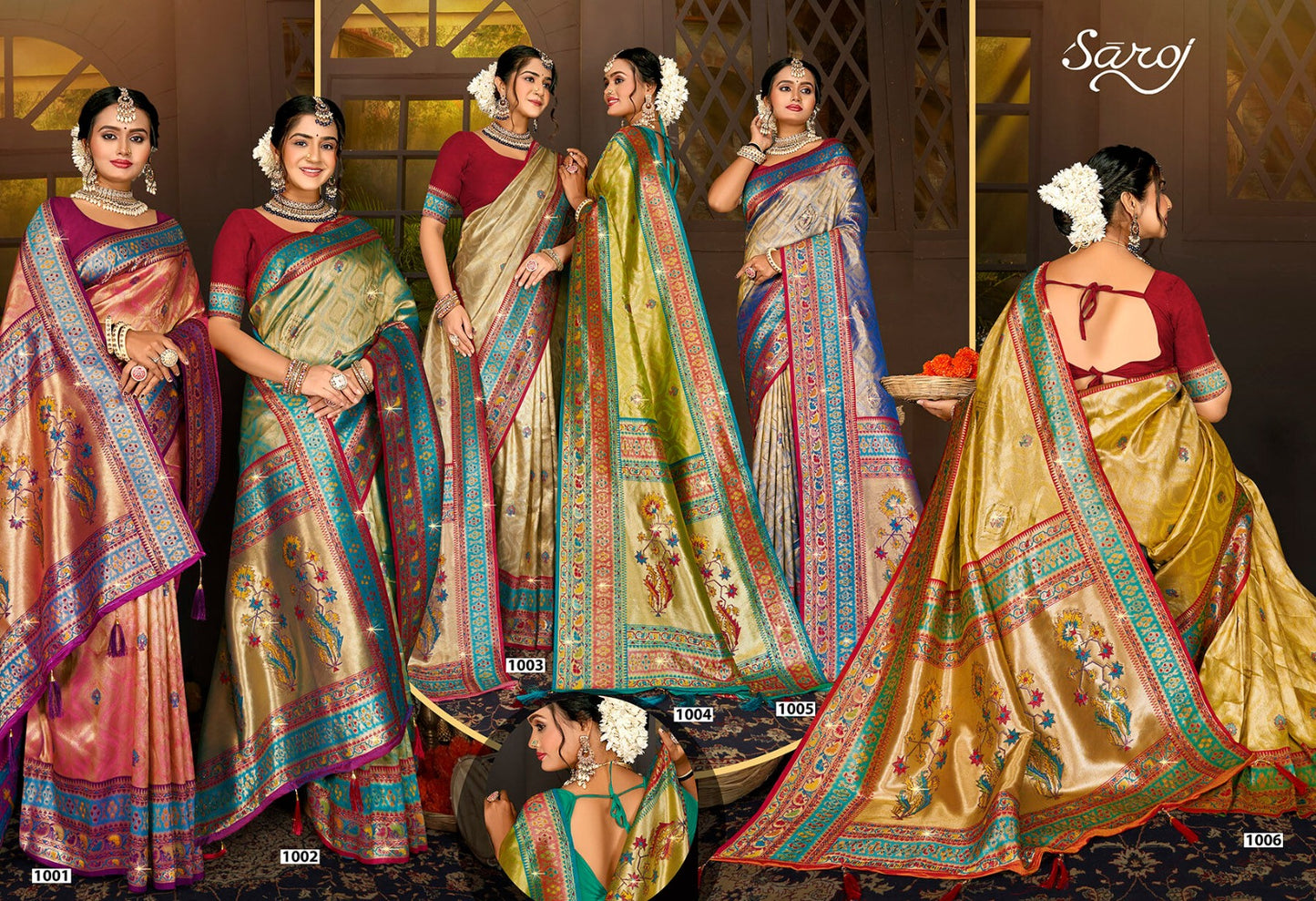 Dhadkan Tissue Saroski Vol 1 Saroj Tissue Silk Sarees Wholesaler