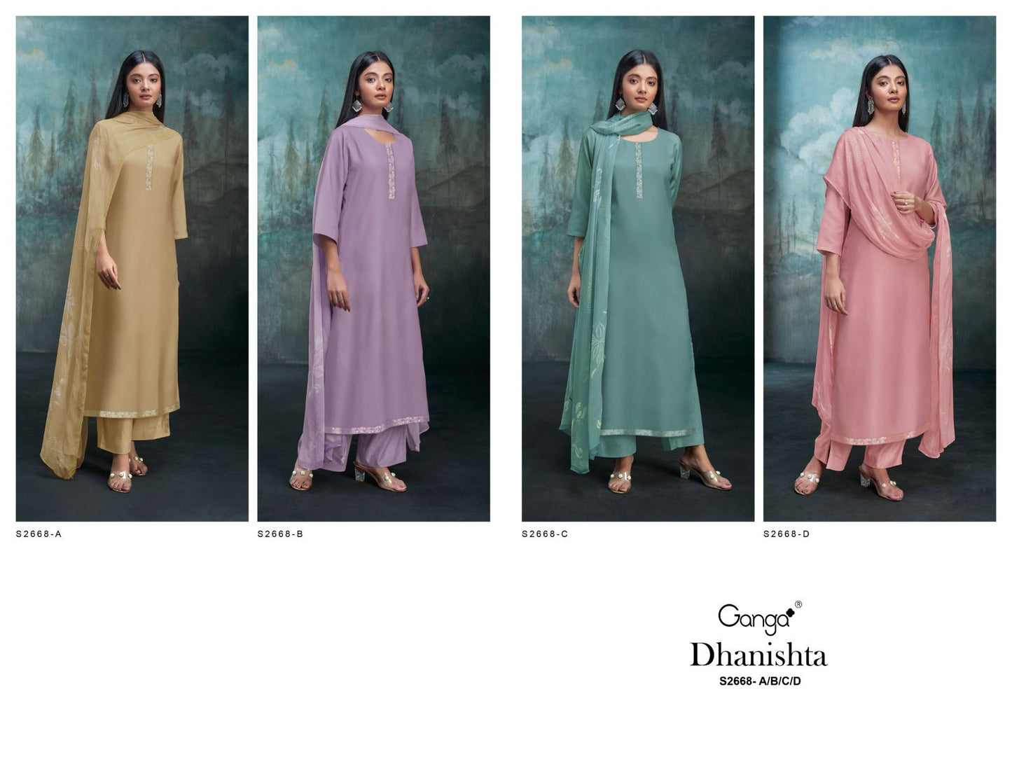 Dhanishta-2668 Ganga Premium Cotton Plazzo Style Suits Manufacturer