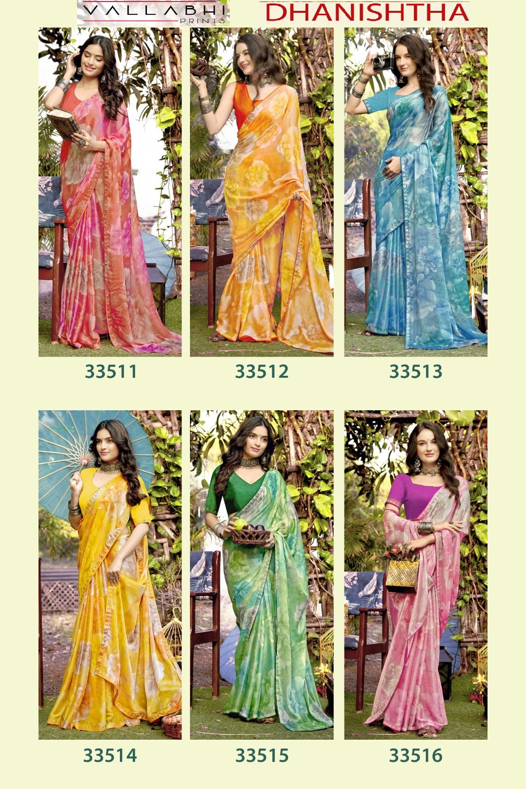 Dhanishtha Vallabhi Prints Brasso Sarees Wholesale