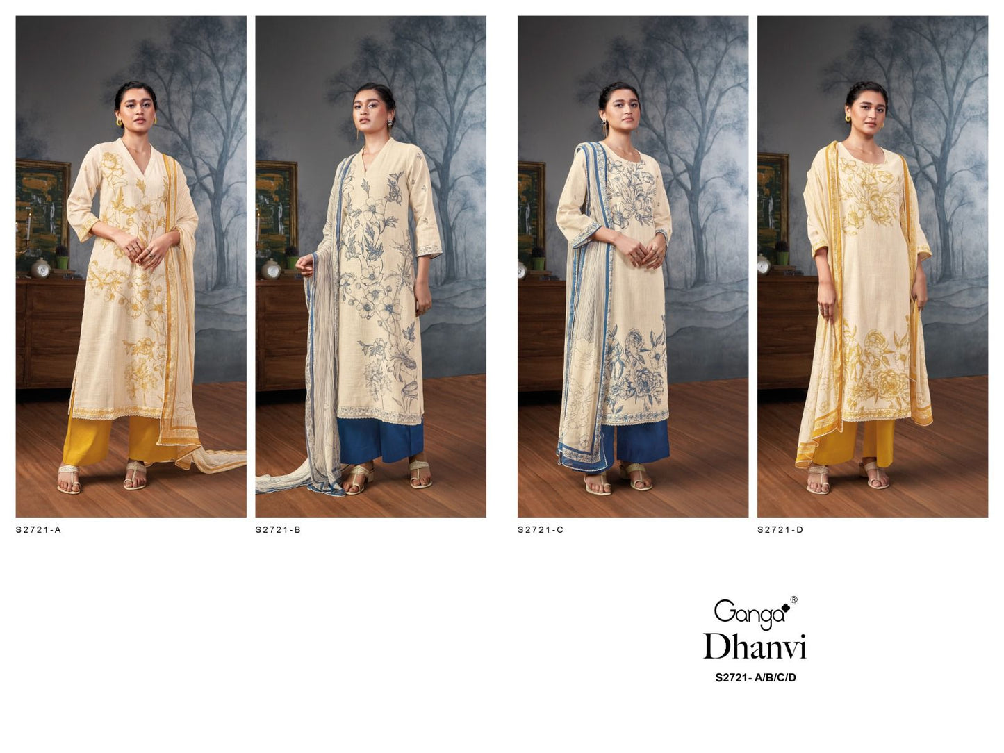 Dhanvi 2721 Ganga Premium Cotton Plazzo Style Suits Manufacturer Gujarat