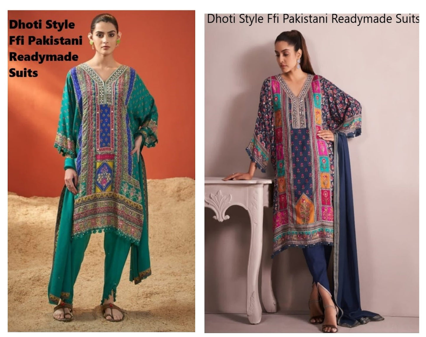 Dhoti Style Ffi Crepe Pakistani Readymade Suits Wholesale Rate
