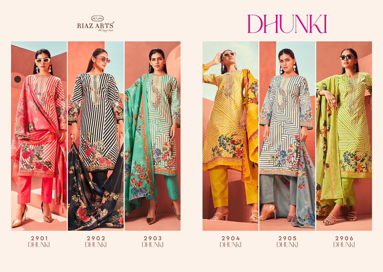 Dhunki Riaz Art Cambric Lawn Karachi Salwar Suits Manufacturer Ahmedabad