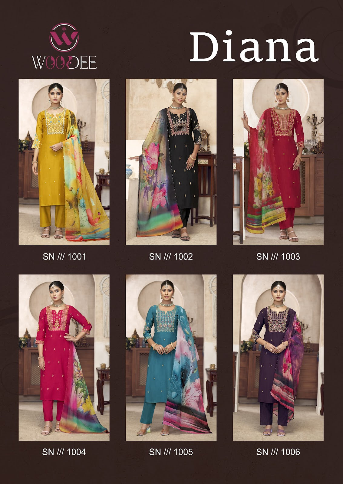 Diana Woodee Viscose Silk Readymade Pant Style Suits Manufacturer