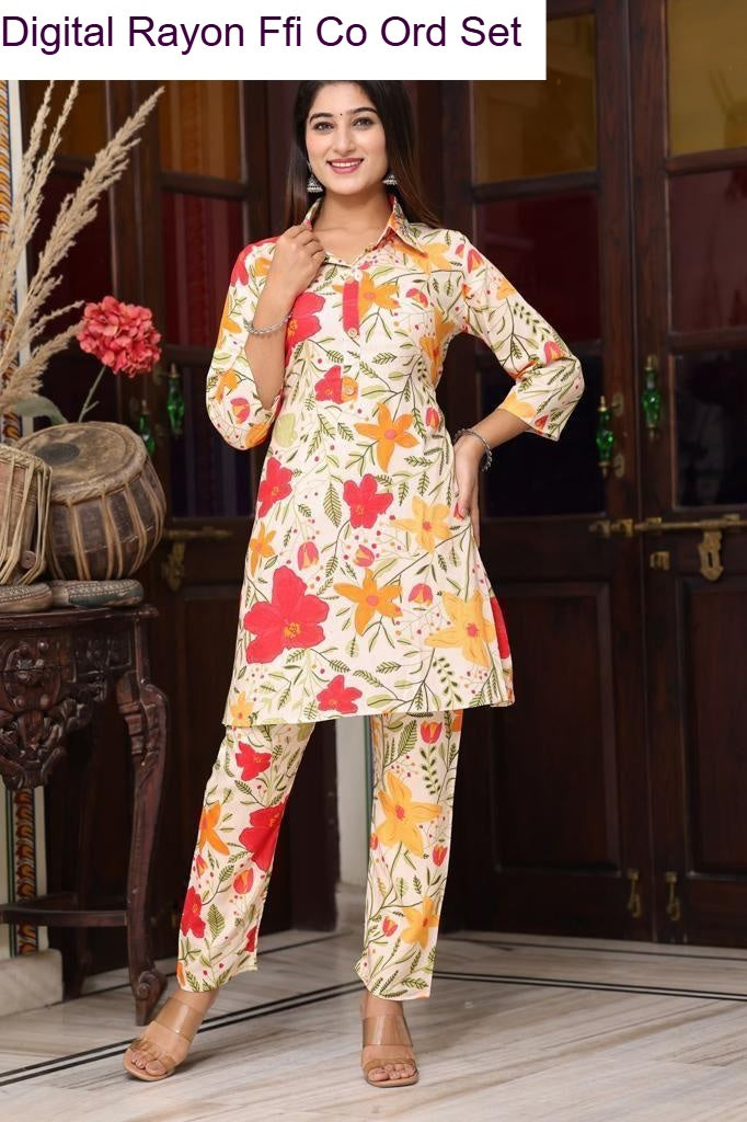 Digital Rayon Ffi Heavy Rayon Co Ord Set Wholesaler Ahmedabad