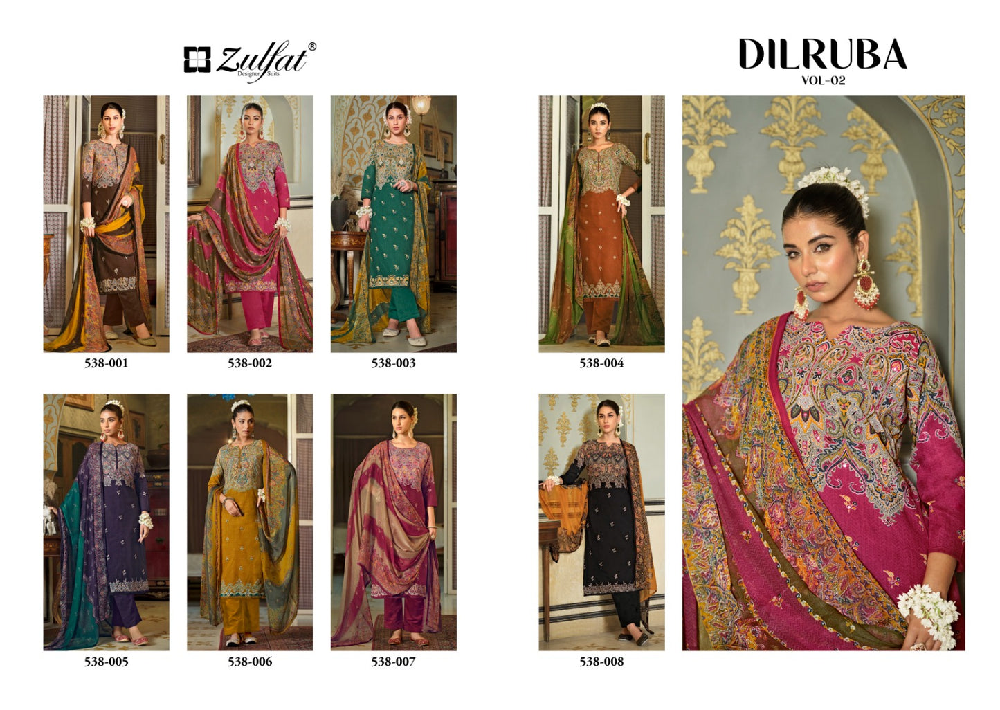 Dilruba Vol 2 Zulfat Designer Pure Cotton Pant Style Suits