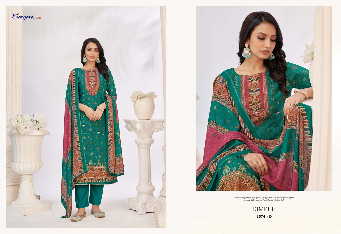 Dimple Sargam Prints Muslin Pant Style Suits Manufacturer Gujarat