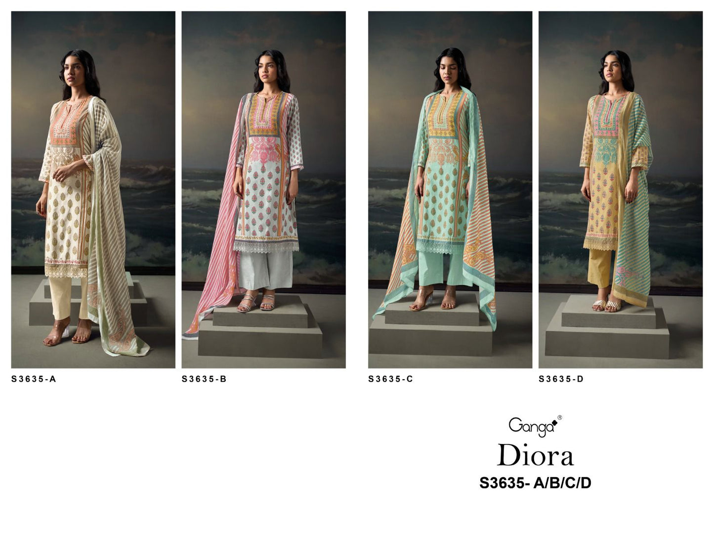 Diora 3635 Ganga Premium Plazzo Style Suits Wholesaler Ahmedabad