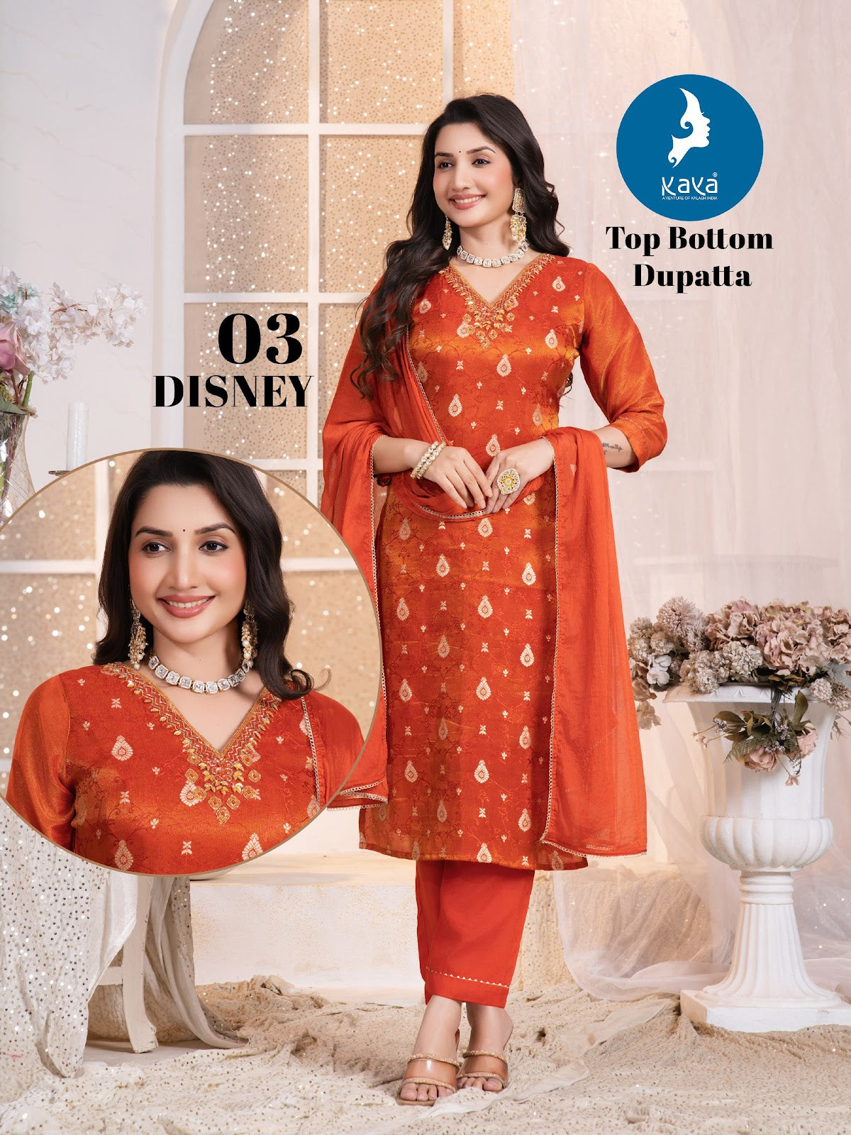 Disney Kaya Shimmer Readymade Pant Style Suits Supplier Ahmedabad