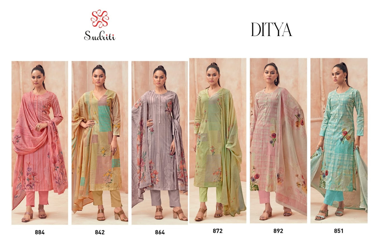 Ditya Sudriti Sahiba Cotton Lawn Pant Style Suits Exporter India
