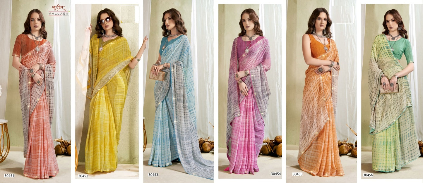 Divyanshi 3 Vallabhi Prints Georgette Sarees Wholesale Price