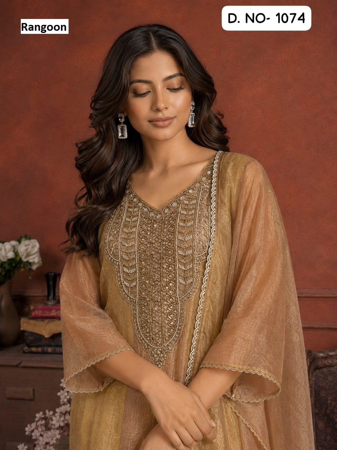 Dn 1072 To 1074 Rangoon Salsa Readymade Pant Style Suits Exporter