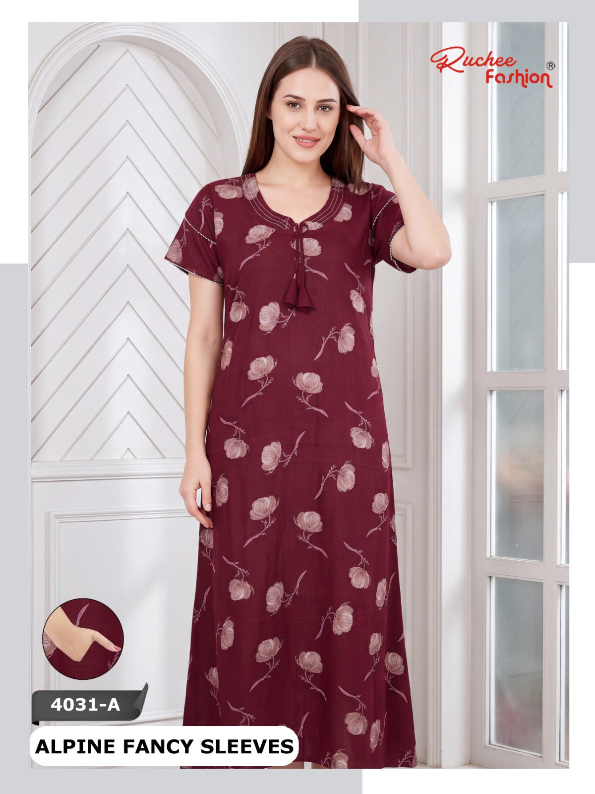 Dn 4026-4031 Alpine Ruchee Fashion Night Gowns Exporter