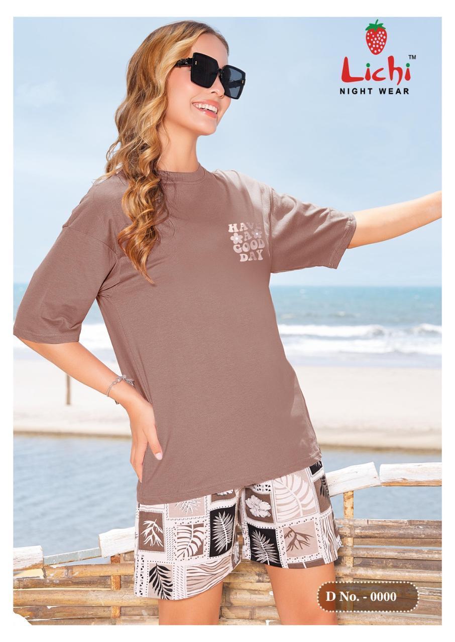 Dno 0000 Plain Print Lichi Cotton Shorts Night Suits Wholesaler India