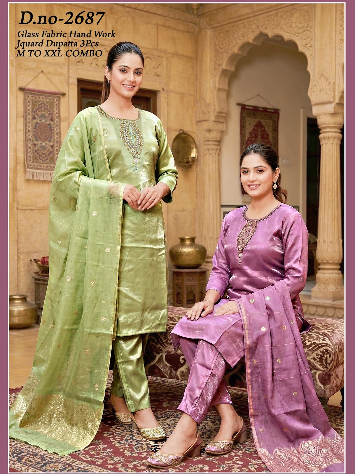Dno 2687-88 Knk Roman Readymade Pant Style Suits Exporter India