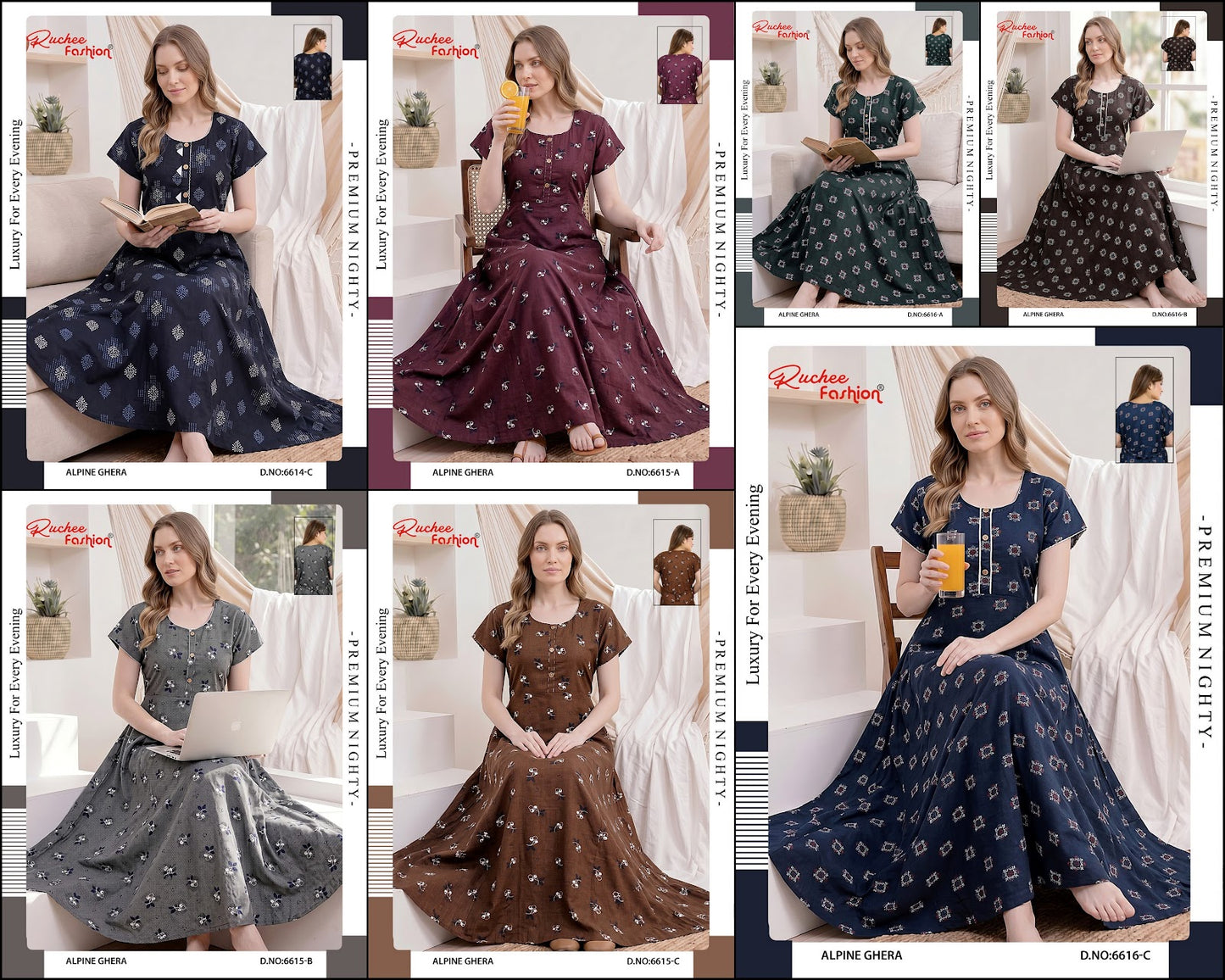 Dno 6603-6616 Ruchee Fashion Alpine Night Gowns Wholesaler India