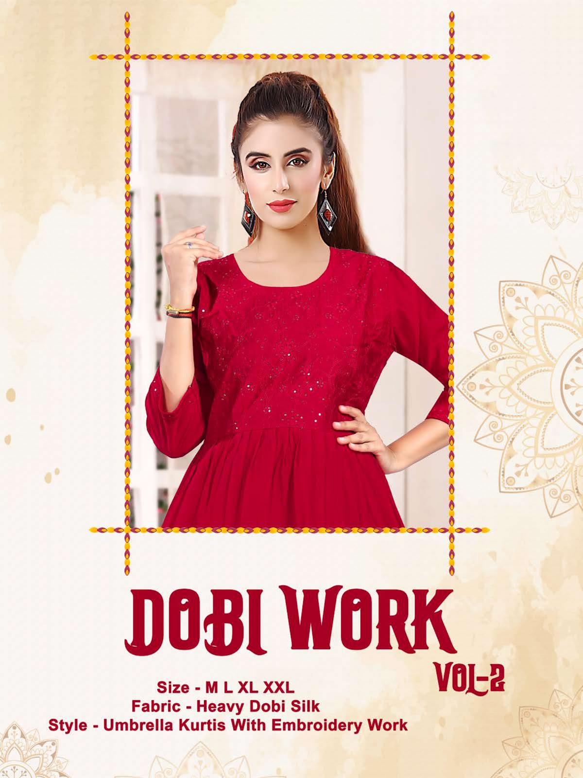 Dobi Work Vol 2 Kavinay Anarkali Kurtis Exporter
