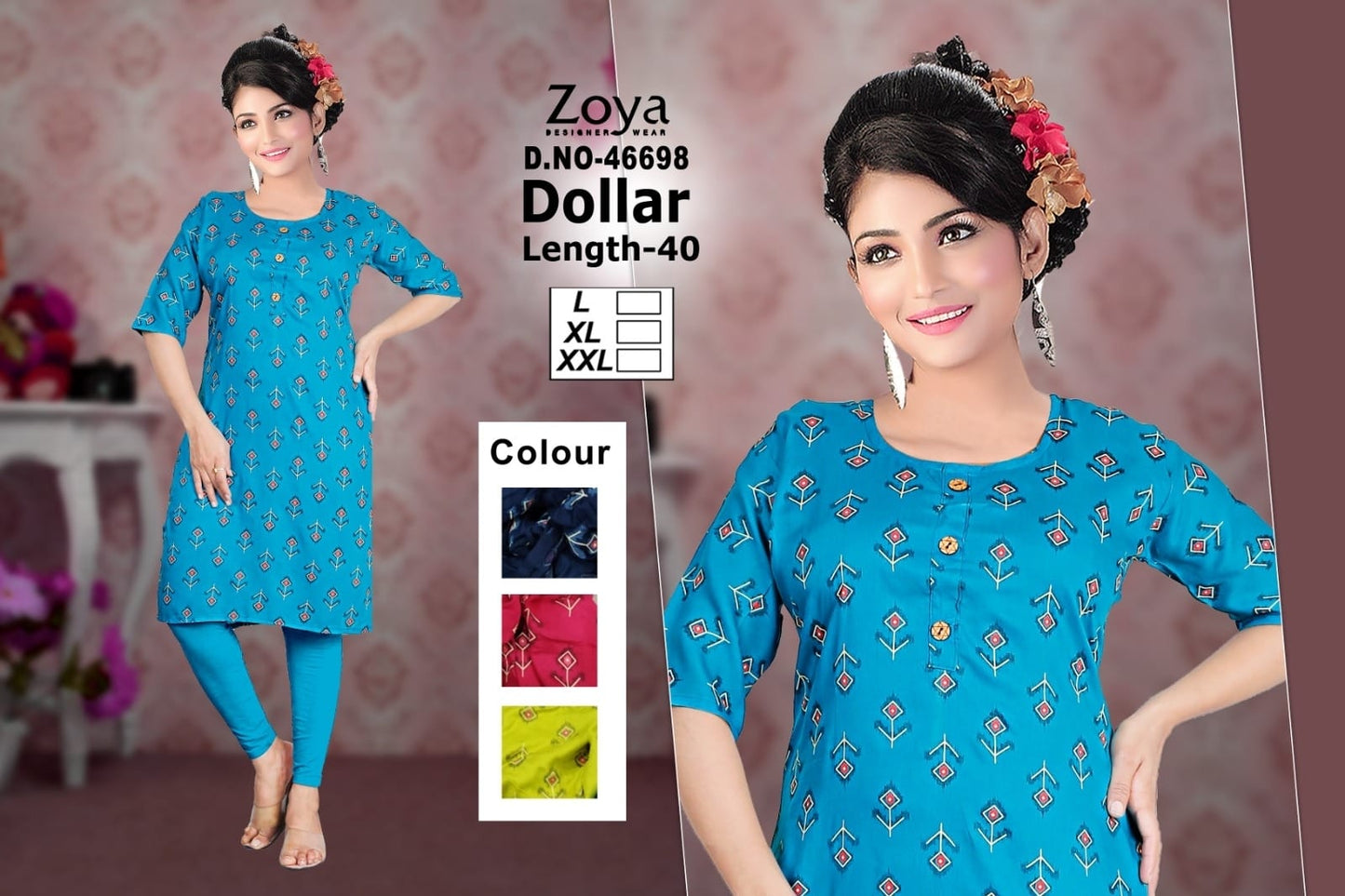 Dollar Zoya Rayon Knee Length Kurtis Manufacturer Gujarat