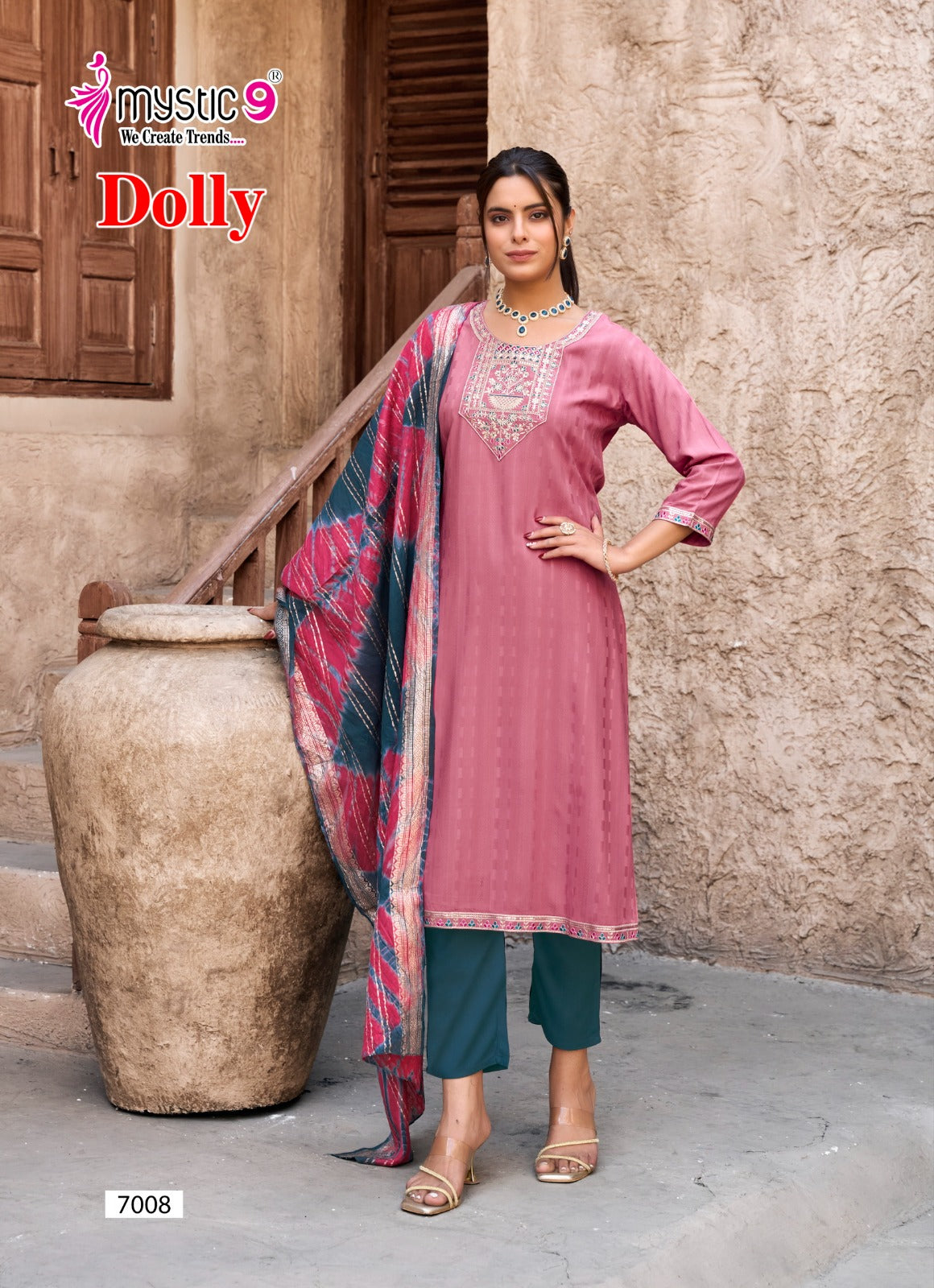 Dolly Vol 7 Mystic 9 Rayon Dobby Readymade Pant Style Suits Manufacturer Gujarat
