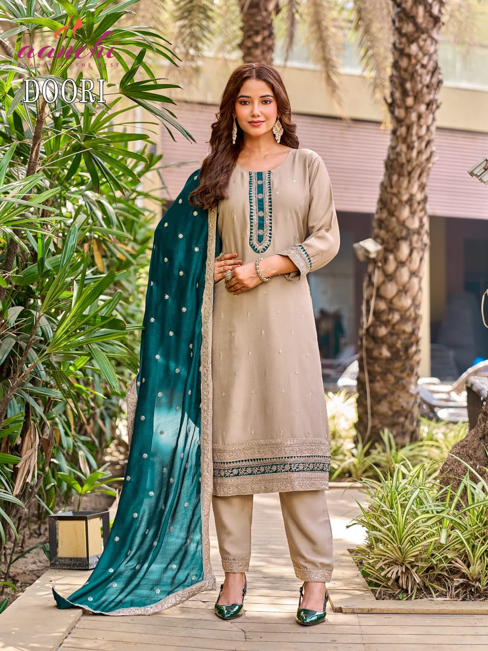 Doori Aanchi Vichitra Silk Readymade Pant Style Suits Wholesaler