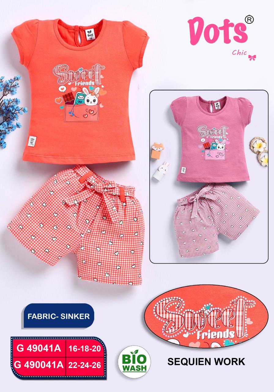 Dots Chic G 490041A Girls Sequin Work T-Shirt & Shorts Set | Wholesale Dealer