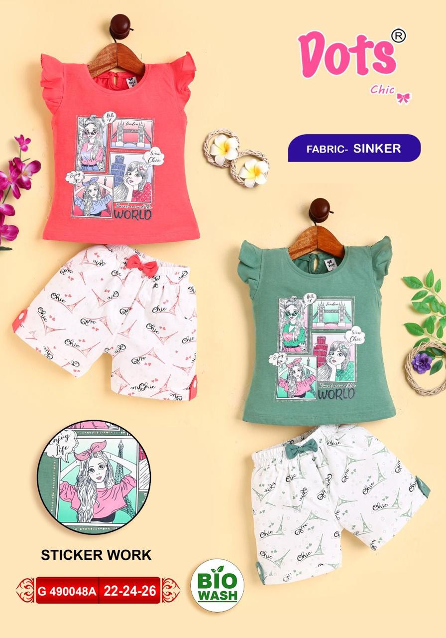 Dots Chic G 490048A Girls T-Shirt & Shorts Set | Sinker Fabric Manufacturer