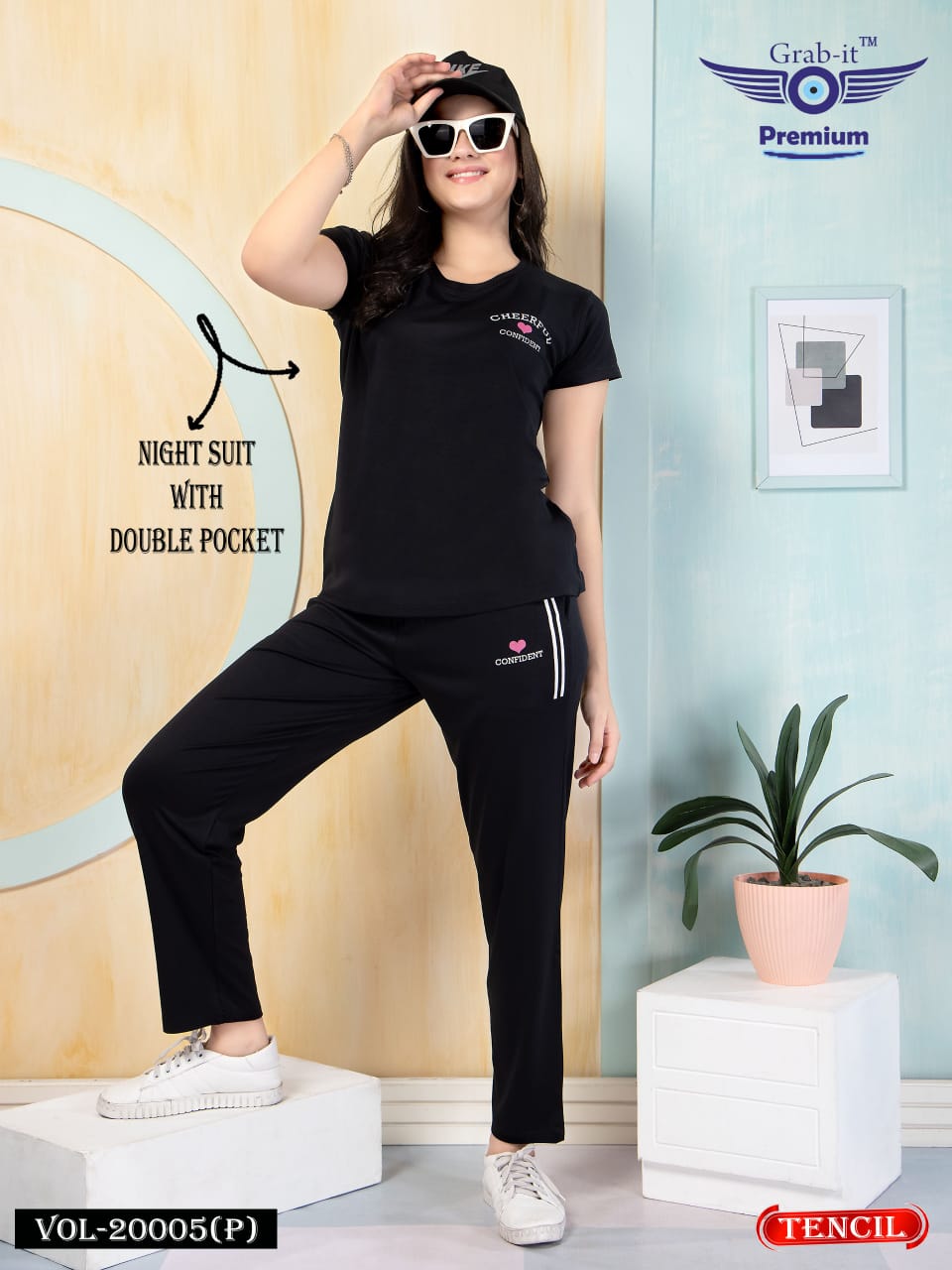 Double Pocket 20005 P Grab It Tencil Pyjama Night Suits Wholesale Price