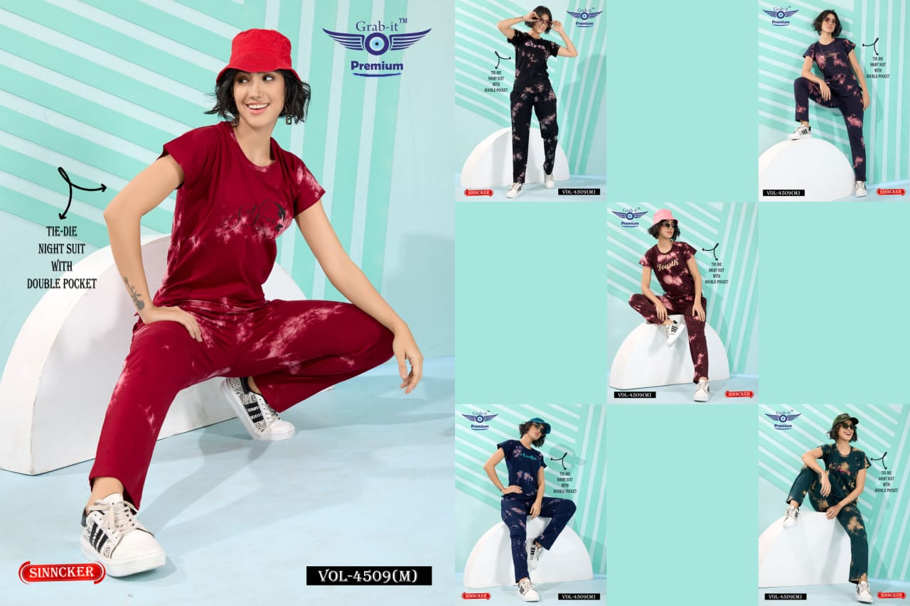 Double Pocket Vol 4509M Grab It Sincker Pyjama Night Suits Wholesaler Ahmedabad