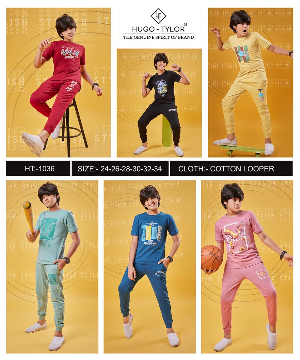 Double Pockets Ht 1036 Hugo Tylor Cotton Looper Boys Co Ord Set Supplier