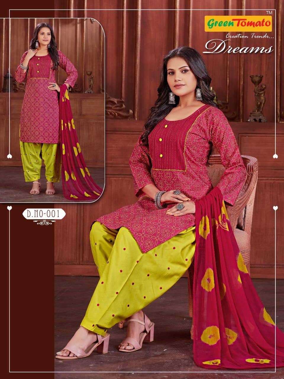 Dreams Green Tomato Cotton Readymade Salwar Suits Manufacturer Gujarat