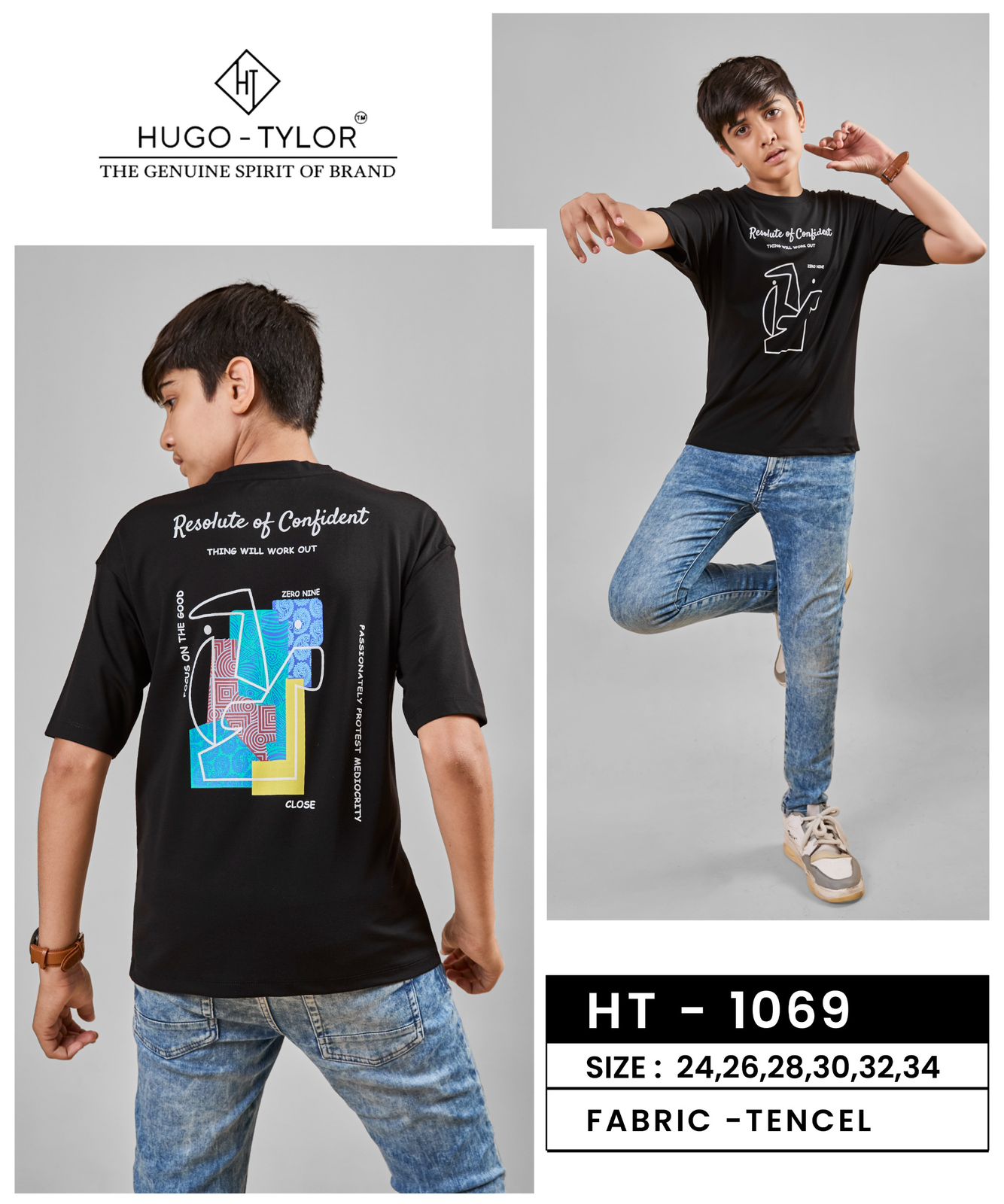 Drop Shoulder Ht 1069 Hugo Tylor Lycra Tencil Boys Tshirt Exporter