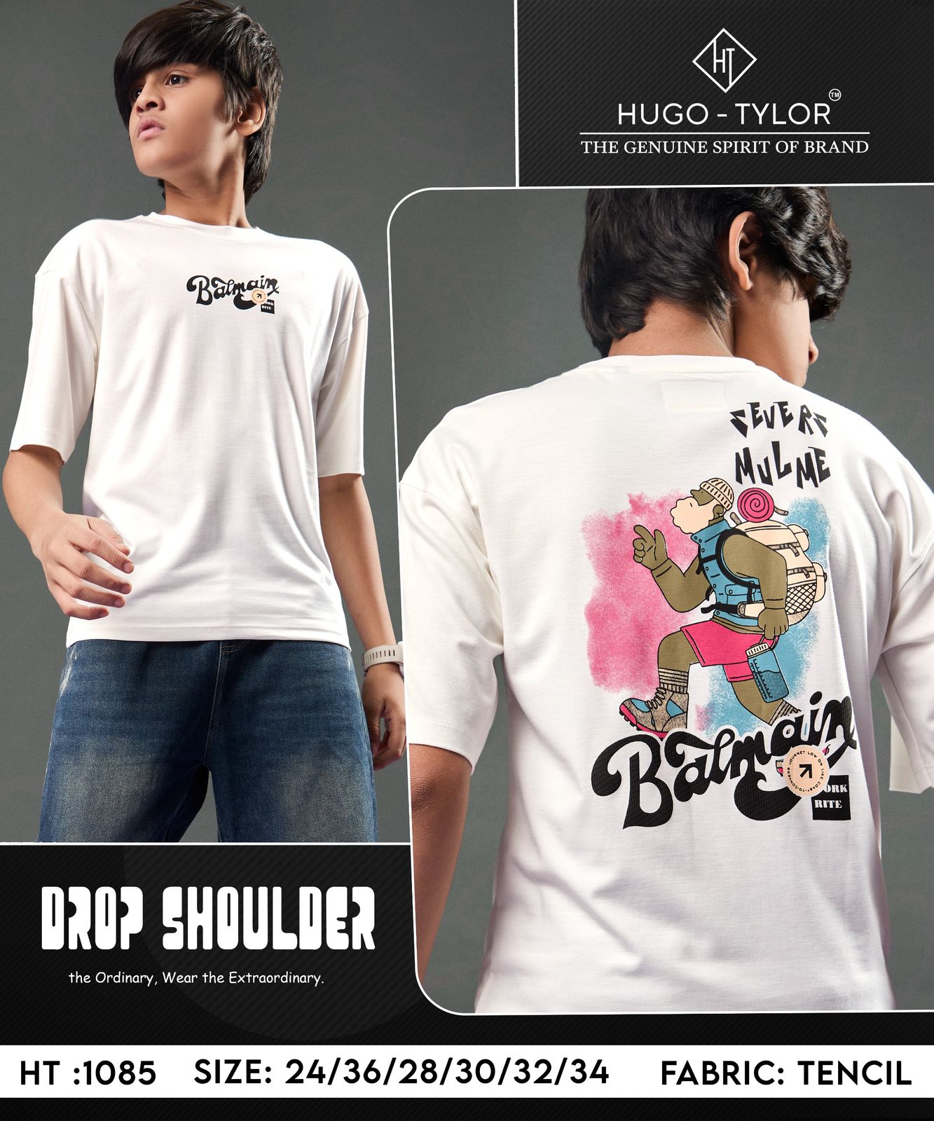 Drop Shoulder Ht 1085 Hugo Tylor Tencil Lycra Boys Tshirt Supplier Gujarat