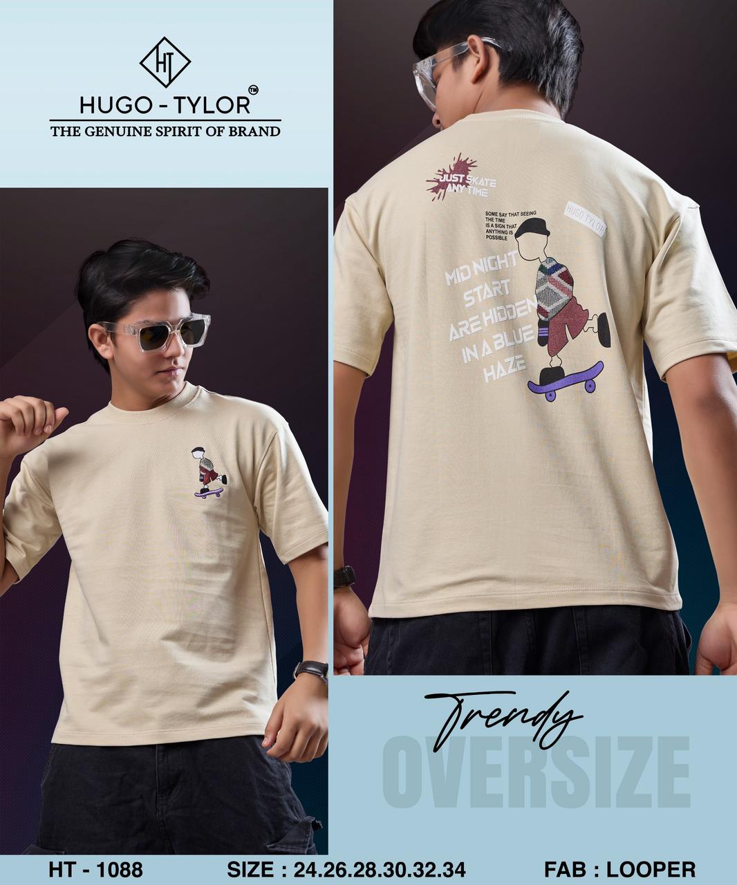 Drop Shoulder Ht 1088 Hugo Tylor Cotton Looper Boys Tshirt Wholesale Price