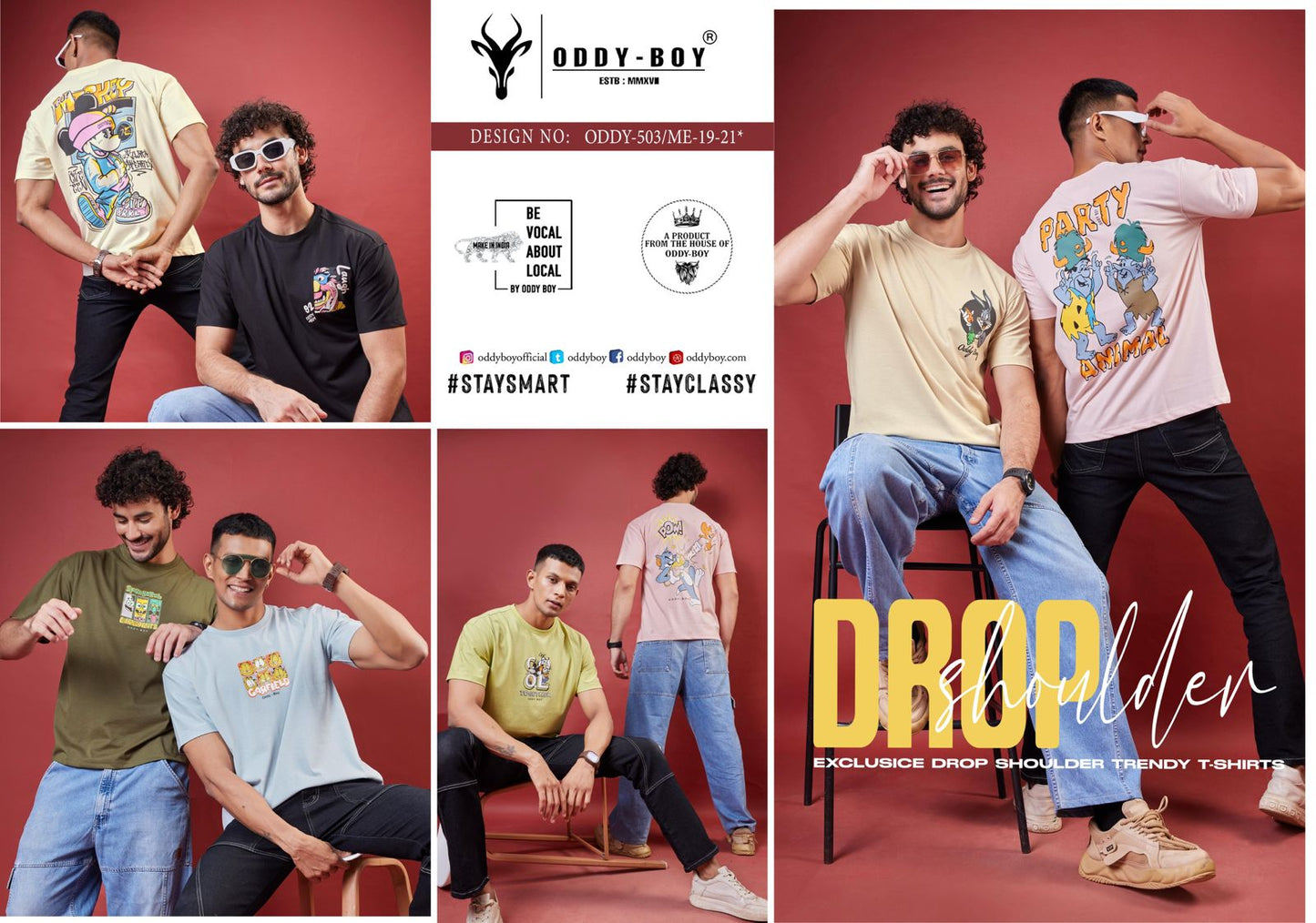 Drop Shoulder Me-19-21 503 Oddy Boy Imported Mens Tshirts Wholesale Rate