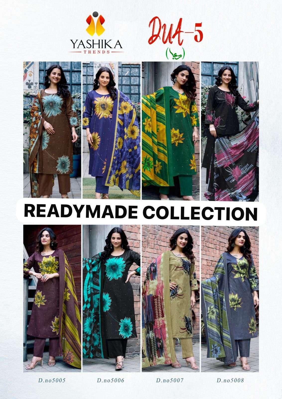 Dua 5 Yashika Trends Heavy Cotton Karachi Readymade Suits Wholesaler