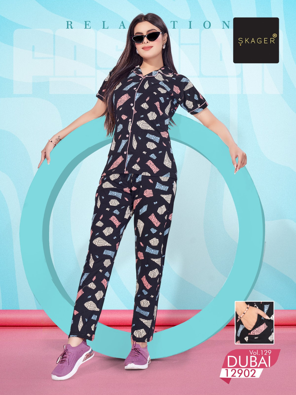 Dubai Vol 129 Skager Hosiery Cotton Collar Night Suits Manufacturer India