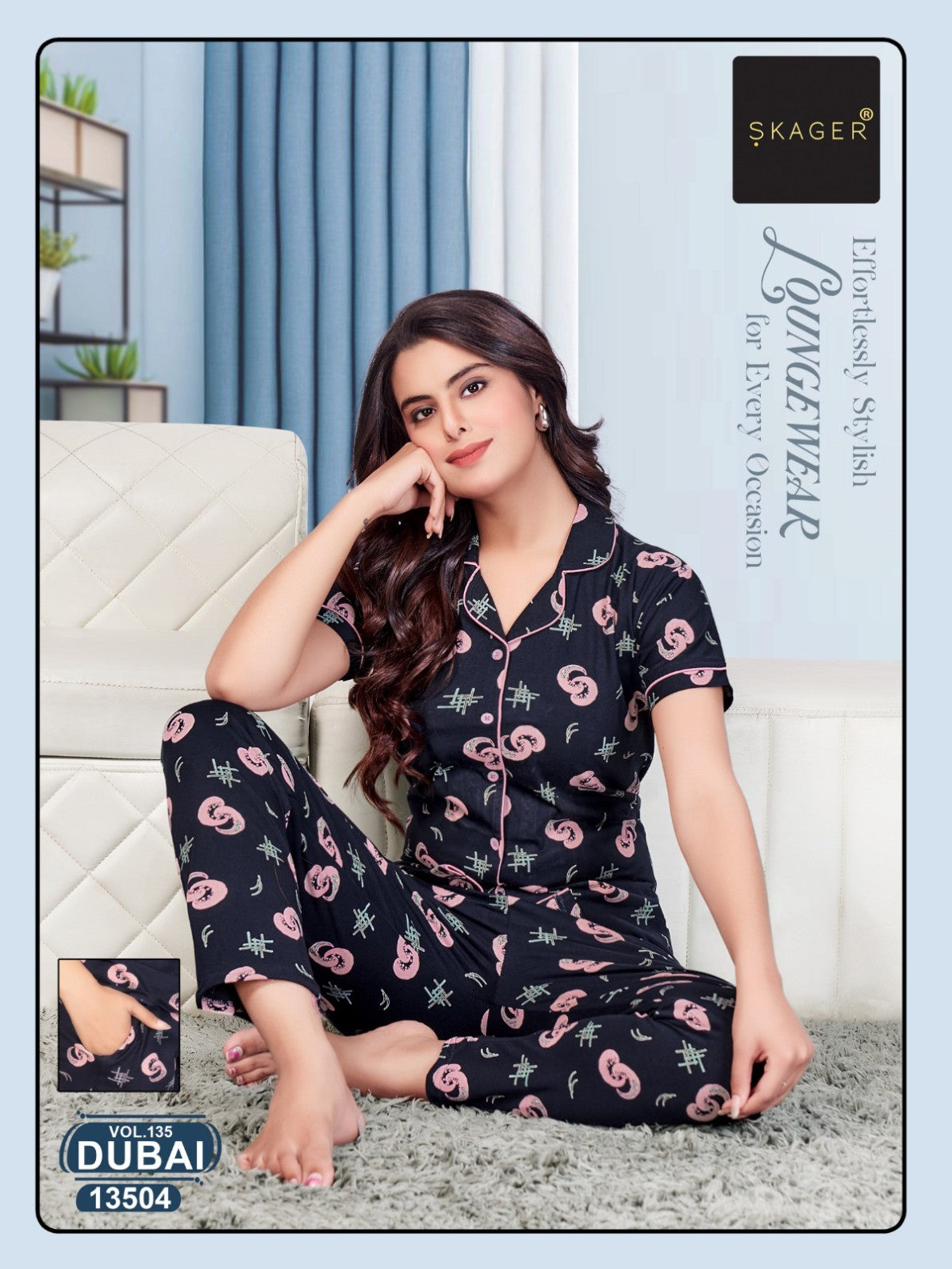 Dubai Vol 135 Skager Hosiery Cotton Collar Night Suits Wholesaler