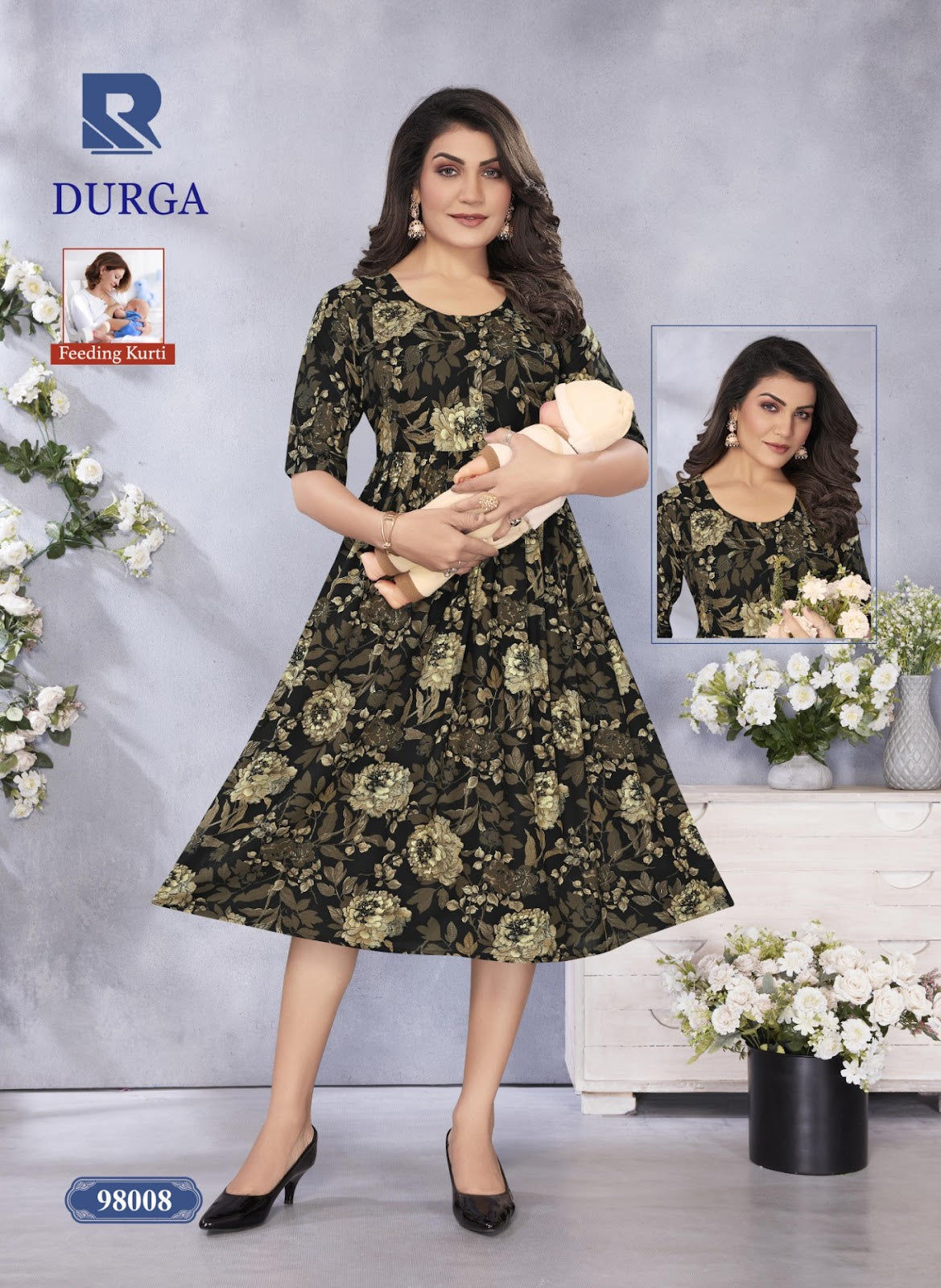 Durga Raashi Rayon Feeding Kurtis Exporter Gujarat
