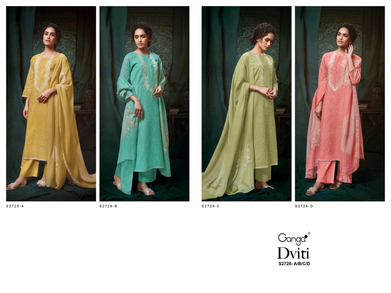 Dviti S2728 Ganga Linen Plazzo Style Suits Manufacturer Gujarat