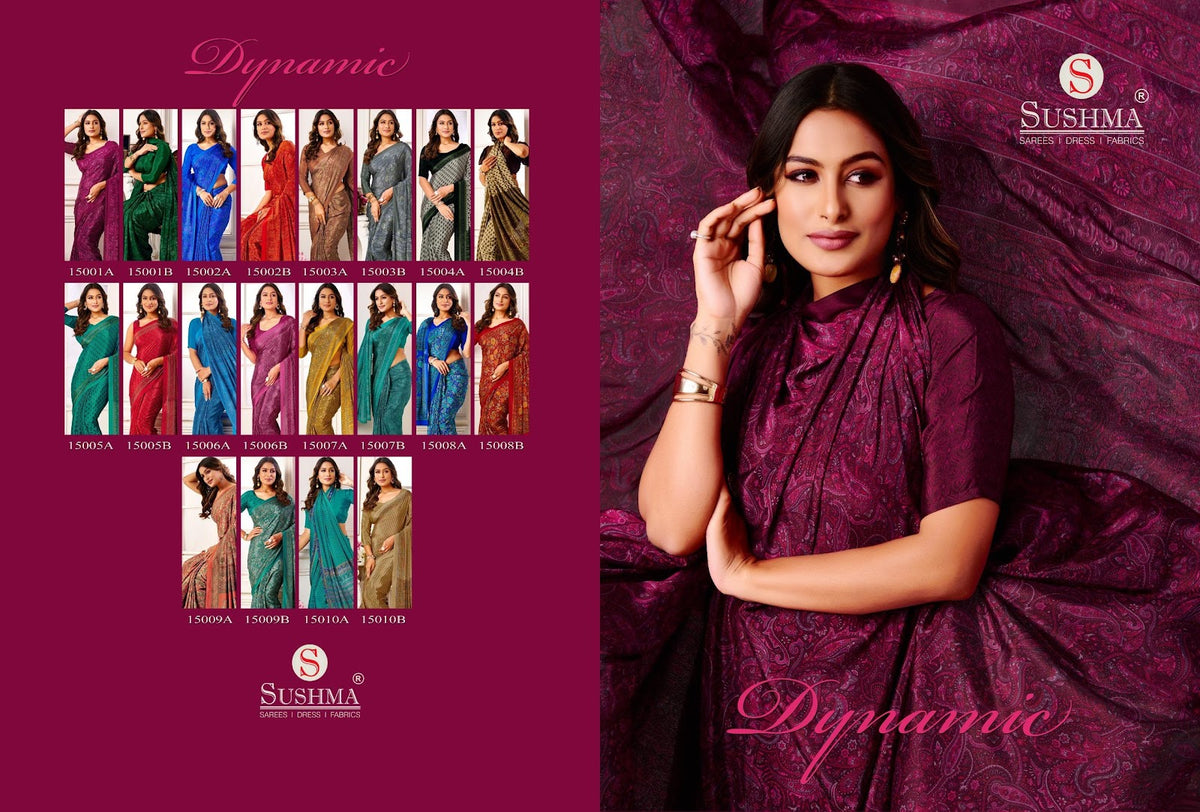 Dynamic Sushma Crape Sarees Manufacturer India